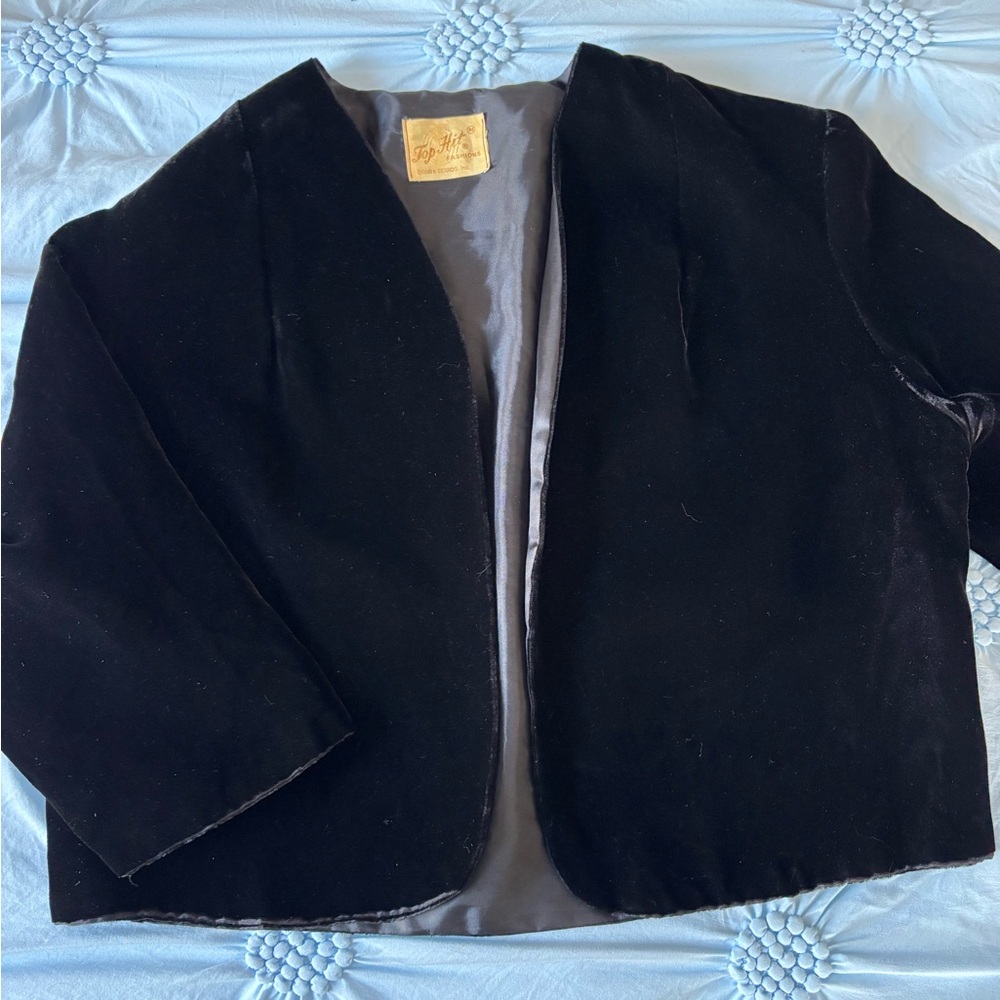 Vintage Black Velvet Mini Jacket